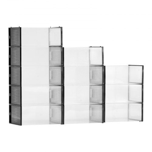 Skoförvaringslådor 12-pack Stapelbara förvaringsorganisatörer US-storlek 11 Svart