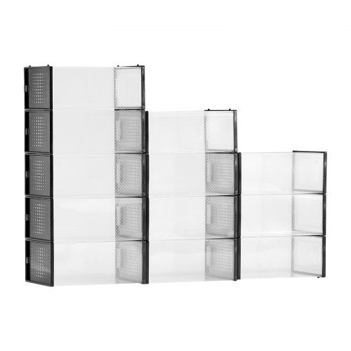 Schuhaufbewahrungsboxen, 12er-Pack, stapelbare Aufbewahrungsorganisatoren, US-Größe 11, Schwarz