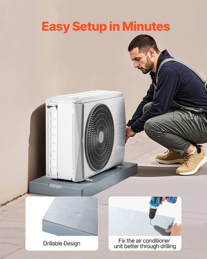 Mini Split Pad, for 9000-36000BTU Ductless Air Conditioner Heat Pump Systems, 38 x 18 x 3 inch Plastic Outdoor Condenser Equipment Anti-Vibration Pads for Heat Pump System, Max Load 400 lbs