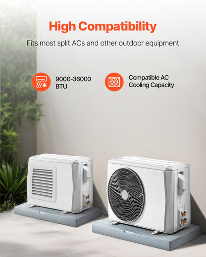 Mini Split Pad, for 9000-36000BTU Ductless Air Conditioner Heat Pump Systems, 38 x 18 x 3 inch Plastic Outdoor Condenser Equipment Anti-Vibration Pads for Heat Pump System, Max Load 400 lbs