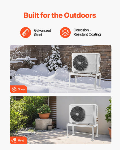 Mini Split Ground Stand, Adjustable Anti-Vibration Mini Split Stand for 9000-24000 BTU Ductless Air Conditioner Heat Pump, Heavy Duty AC Base Bracket Floor Mount w/ 441LBS Max. Load Capacity