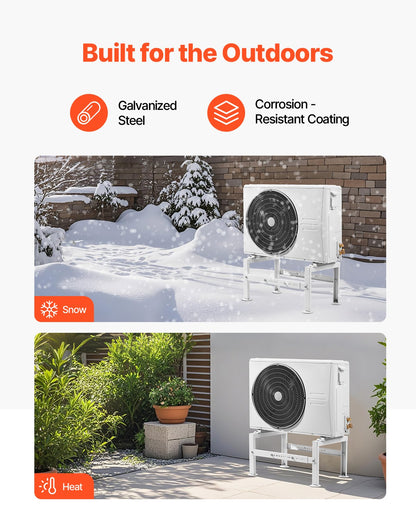 Mini Split Ground Stand, Adjustable Anti-Vibration Mini Split Stand for 9000-60000 BTU Ductless Air Conditioner Heat Pump, Heavy Duty AC Base Bracket Floor Mount w/ 770LBS Max. Load Capacity