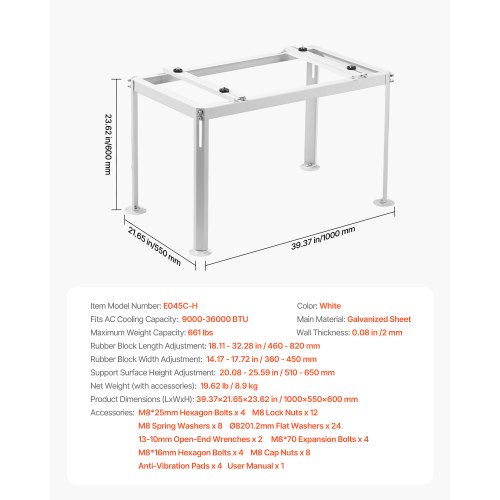 Mini Split Ground Stand Verstellbarer Antivibrationsständer für 9000-36000 BTU