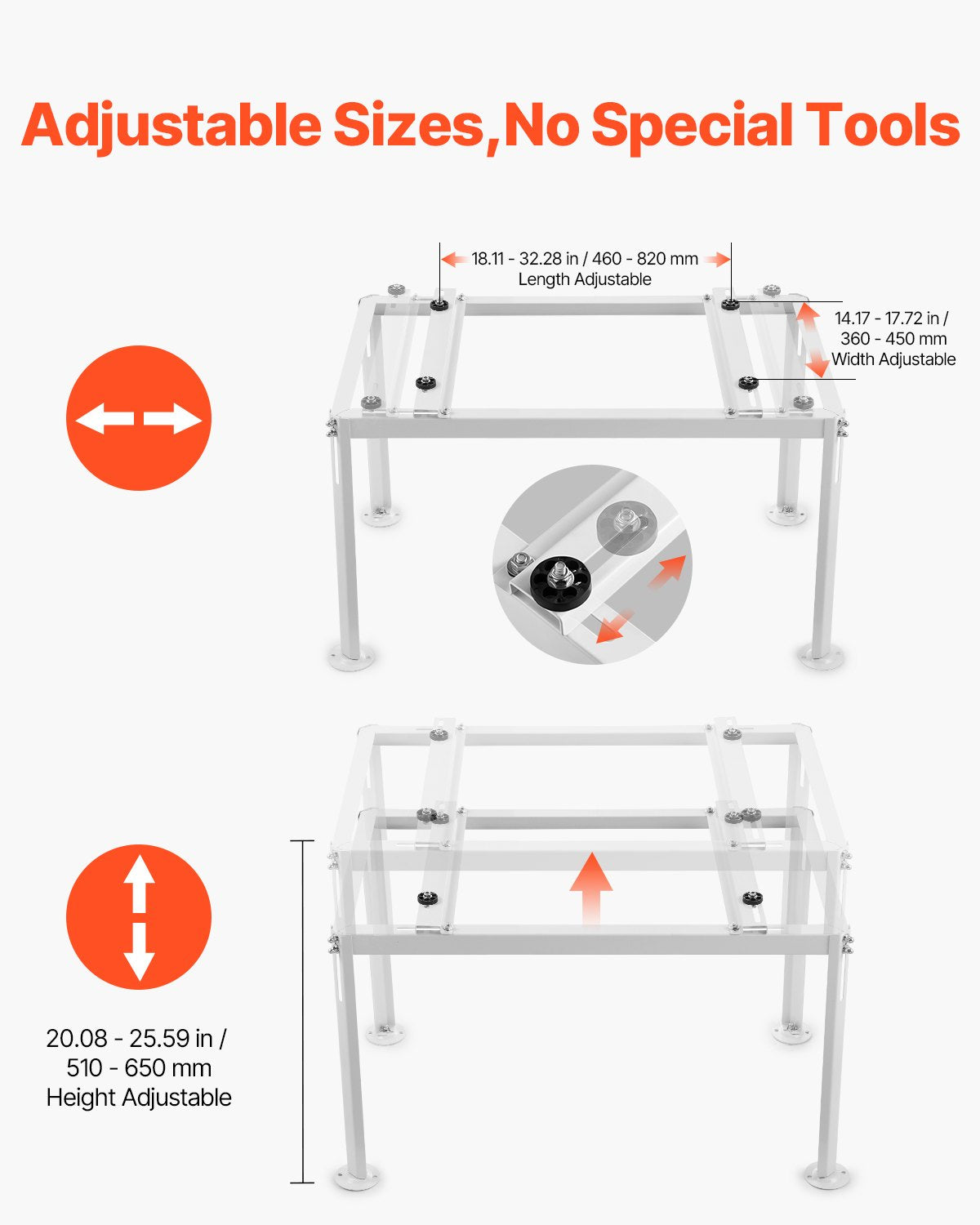 Mini Split Ground Stand, Adjustable Anti-Vibration Mini Split Stand for 9000-36000 BTU Ductless Air Conditioner Heat Pump, Heavy Duty AC Base Bracket Floor Mount w/ 661LBS Max. Load Capacity