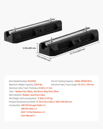 Floor Mounting Base Kit for Mini Split Air Conditioning Systems, Floor Mounting Ground Base Pad for 9000-36000BTU AC Heat Pump System, Heavy-Duty Rubber Anti-Vibration Pads, Max Load 2204 lbs