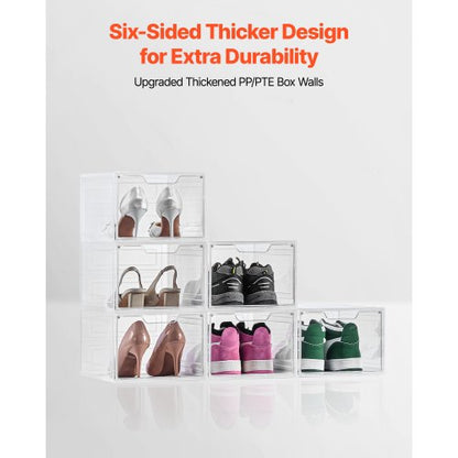 Skoförvaringslådor 6 st Stapelbara Skokartonger US Storlek 13 Transparent Vita
