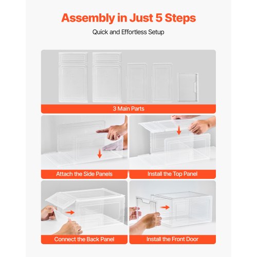 Skoförvaringslådor 6 st Stapelbara Skokartonger US Storlek 13 Transparent Vita