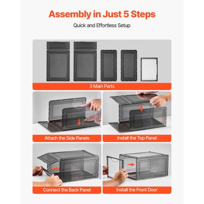 Schuhaufbewahrungsboxen 9 Stück stapelbare Schuhkartons US-Größe 13 transparent schwarz