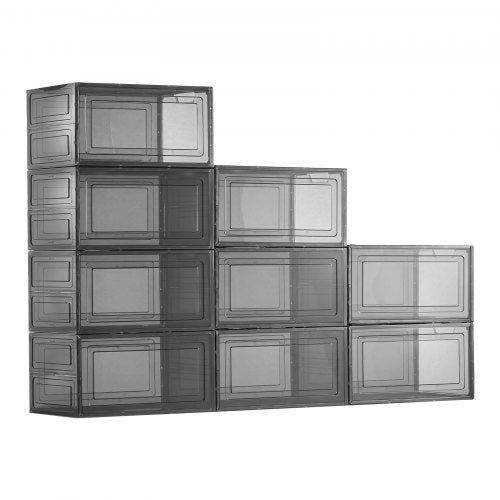 Skoförvaringslådor 9 st Stapelbara Skokartonger US Storlek 13 Transparenta Svarta