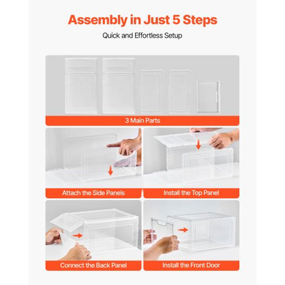 Schuhaufbewahrungsboxen 9 Stück stapelbare Schuhkartons US-Größe 13 transparent weiß