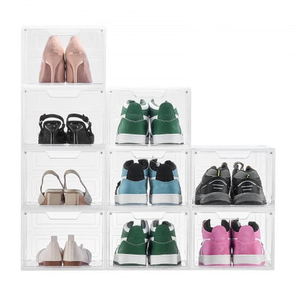 Schuhaufbewahrungsboxen 9 Stück stapelbare Schuhkartons US-Größe 13 transparent weiß