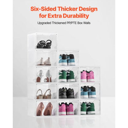 Skoförvaringslådor 12 st Stapelbara Skokartonger US Storlek 13 Transparent Vita