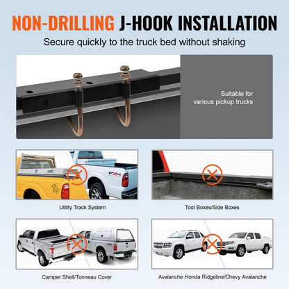 LKW-Gestell, Pickup-Leitergestell, Tragkraft 1000 lbs, Breite 43,3"-63", für Bauholz