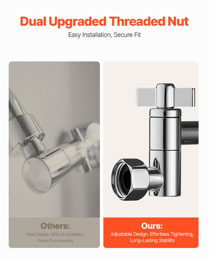 Shower Head Extension Arm, 11 Inches, Brass Shower Arm Extender with Flexible Adjustable Angle Height, Chrome Finish, G1/2 Universal Thread Connector Compatible, for Rain & Handheld Showerhead