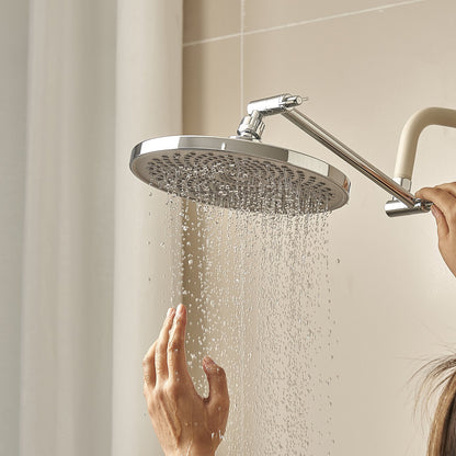 Shower Head Extension Arm, 11 Inches, Brass Shower Arm Extender with Flexible Adjustable Angle Height, Chrome Finish, G1/2 Universal Thread Connector Compatible, for Rain & Handheld Showerhead