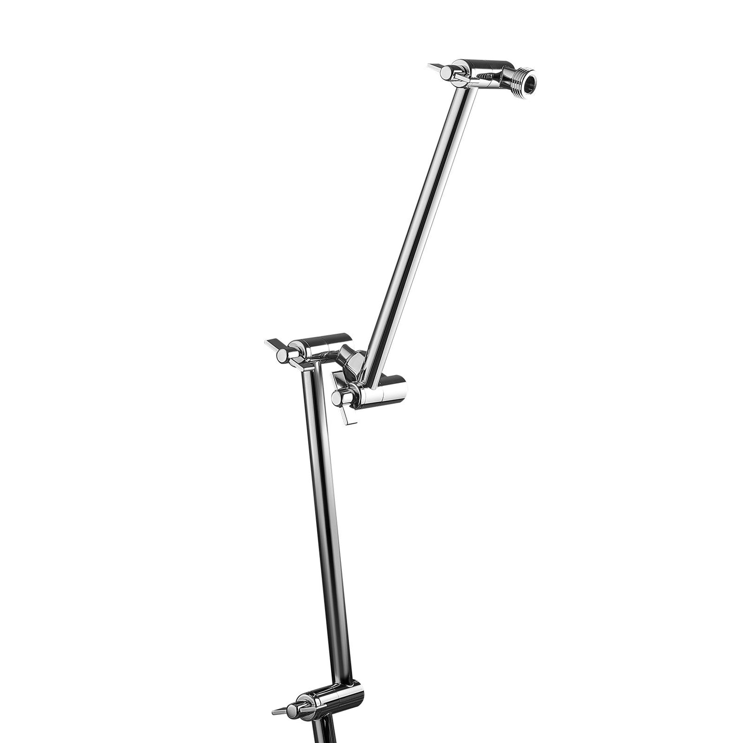 Shower Head Extension Arm, 11 Inches, Brass Shower Arm Extender with Flexible Adjustable Angle Height, Chrome Finish, G1/2 Universal Thread Connector Compatible, for Rain & Handheld Showerhead