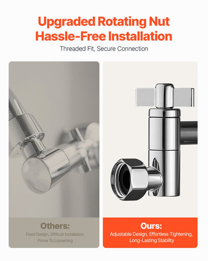 Shower Head Extension Arm, 16 inches, Brass Shower Arm Extender with Flexible Adjustable Angle Height, Chrome Finish, G1/2 Universal Thread Connector Compatible, for Rain & Handheld Showerhead