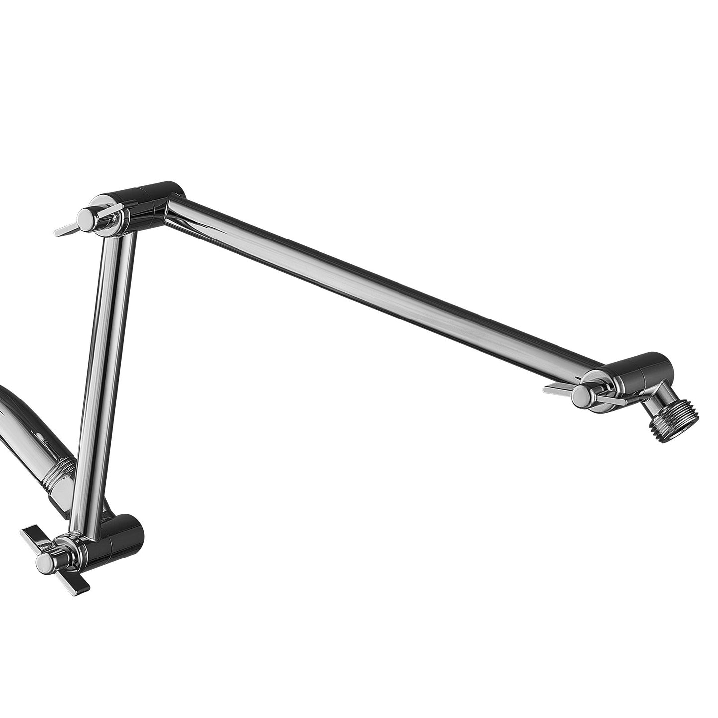 Shower Head Extension Arm, 16 inches, Brass Shower Arm Extender with Flexible Adjustable Angle Height, Chrome Finish, G1/2 Universal Thread Connector Compatible, for Rain & Handheld Showerhead