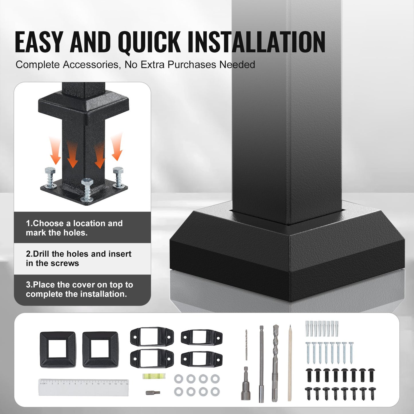 2-3-stegs ledstänger för utomhustrappor för seniorer Veranda däckstolpe