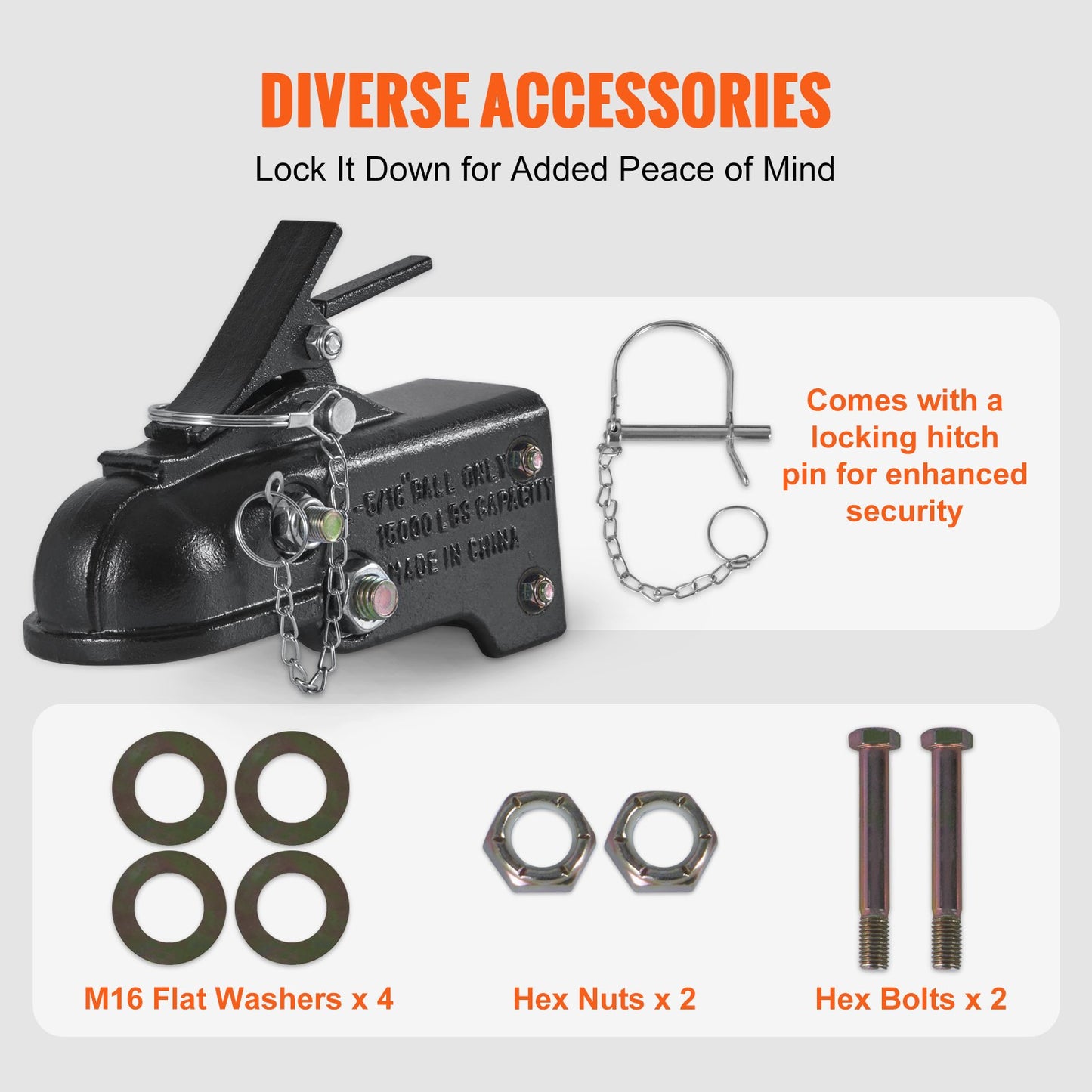 Adjustable Trailer Hitch, 2-5/16" Tow Ball, 15,000 lbs Capacity, Heavy Duty Cast Channel Mount Hitch with Hardware Kit, Ideal for Towing Station Wagons, Pickup Trucks, SUVs, Black Coating