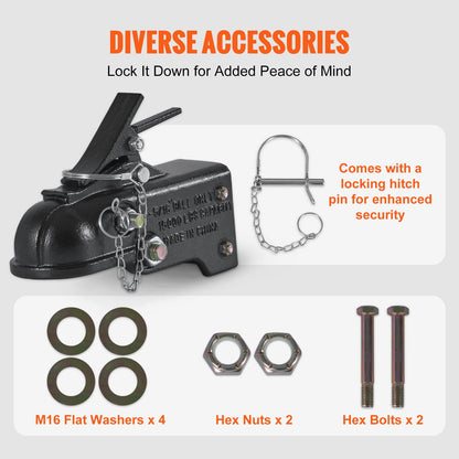 Adjustable Trailer Hitch, 2-5/16" Tow Ball, 15,000 lbs Capacity, Heavy Duty Cast Channel Mount Hitch with Hardware Kit, Ideal for Towing Station Wagons, Pickup Trucks, SUVs, Black Coating