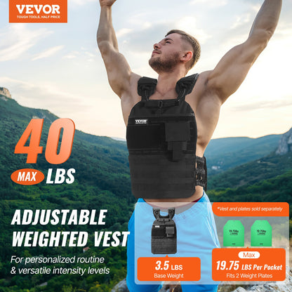 40lb Adjustable Weight Vest for Men Women Strength Training Running