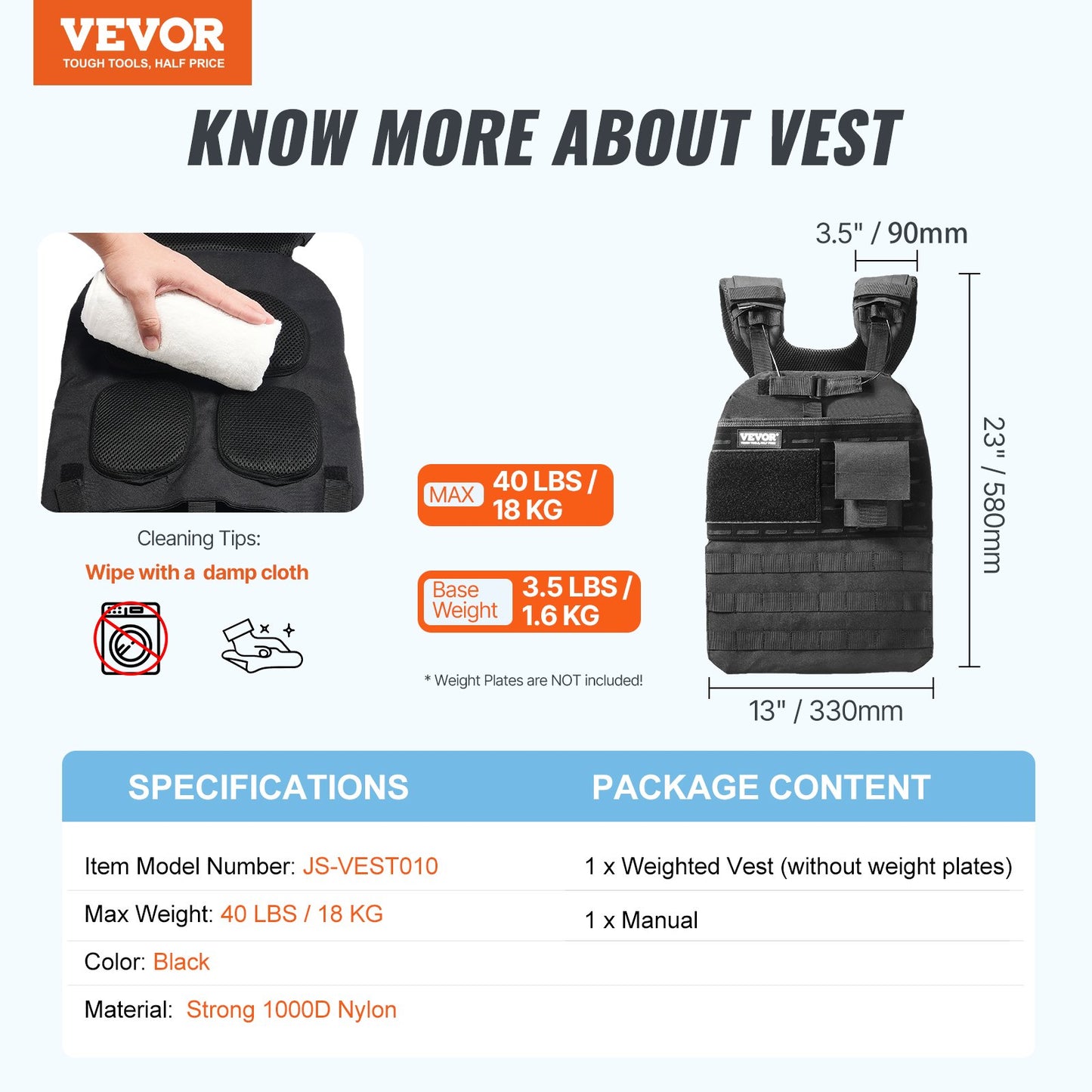 40lb Adjustable Weight Vest for Men Women Strength Training Running
