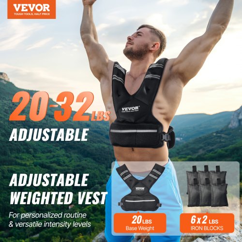 20-32lb Adjustable Weight Vest for Men and Women Strength Training Running | EU