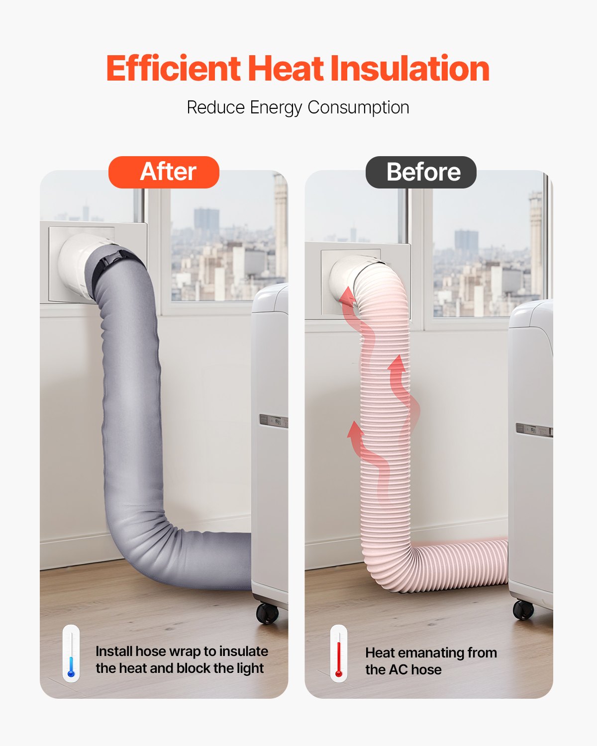 Klimaanlagen-Schlauchschutz, tragbare, isolierte AC-Abluftschlauchhülle