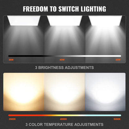 1 Pack 2x4 FT LED Flat Panel Light, 6000LM 50W, Surface Mount LED Drop Ceiling Light Fixture with Adjustable Color Temperature 3500K/4000K/5000K, Ultra Thin for Home Off Tested to UL Standards