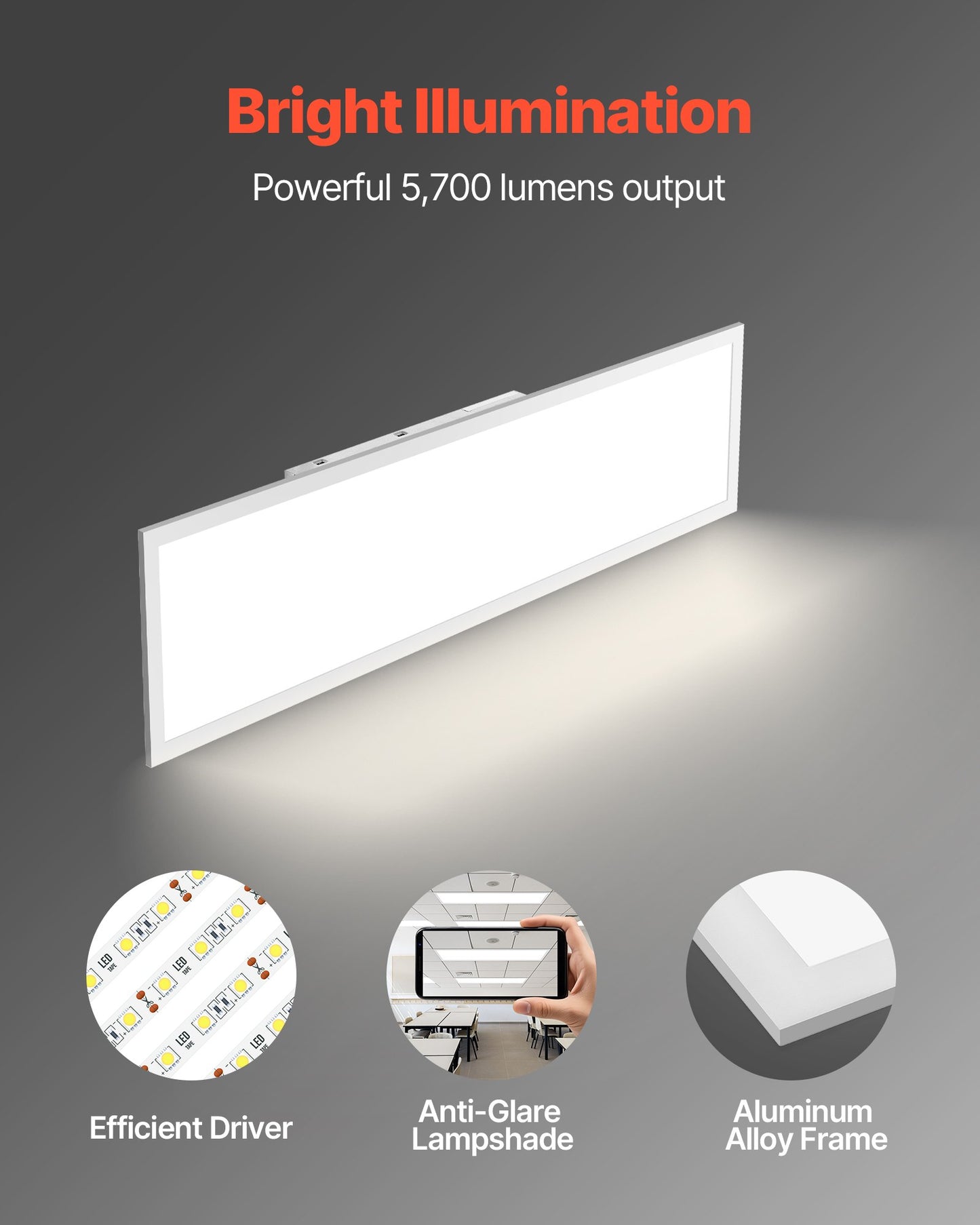 1x4 FT LED Flat Panel Light, 5700 LM, Flush Mount LED Drop Ceiling Lighting Fixture with 3 Color Selectable 3000K/4000K/5000K, 25W/30W/40W, 0-10V Dimmable, Ultra Slim for Home Kitchen, 2 Pack