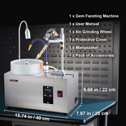 Gem Faceting Machine, 180W Jade Grinding Polishing Machine 0-2980RPM Adjustable Rotating Speed, Rock Jewel Angle Polisher with Precise Mechanical Manipulator & Scale Gem Jade Stone Crystal