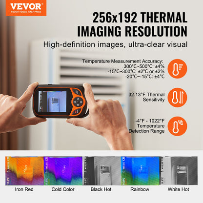 Thermal Imaging Camera, 256 x 192 IR Resolution Pocket Infrared Thermal Imager with WiFi, 25Hz Refresh Rate Thermal Camera Pocket with 3.2" Touch Screen, 0.3MP Visual Camera, -4℉-1022℉, IP54