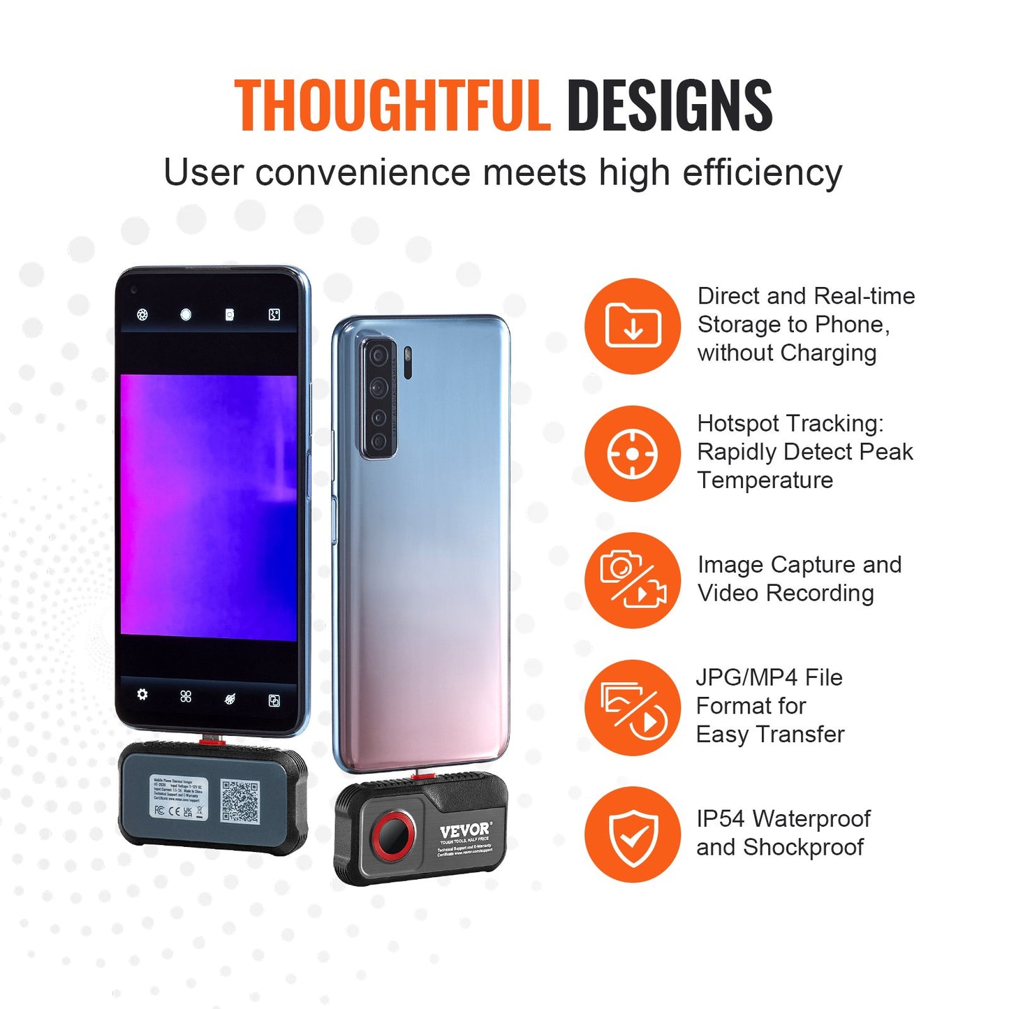 Värmekamera för Android 256x192 IR-upplösning 25Hz uppdateringsfrekvens