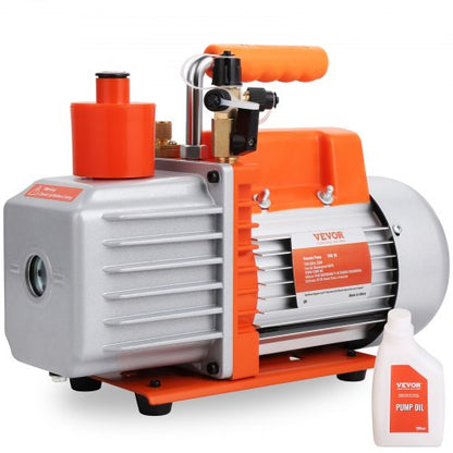 1/3 HP 2 Stage Rotary Vane Vacuum Pump, 5 CFM, 120V Air Conditioning Vacuum Pump, 1/4" SAE Male 3/8" SAE Male 1/2" ACME Male Inlet, for HVAC Repair, Refrigeration Maintenance, Resin Degassing