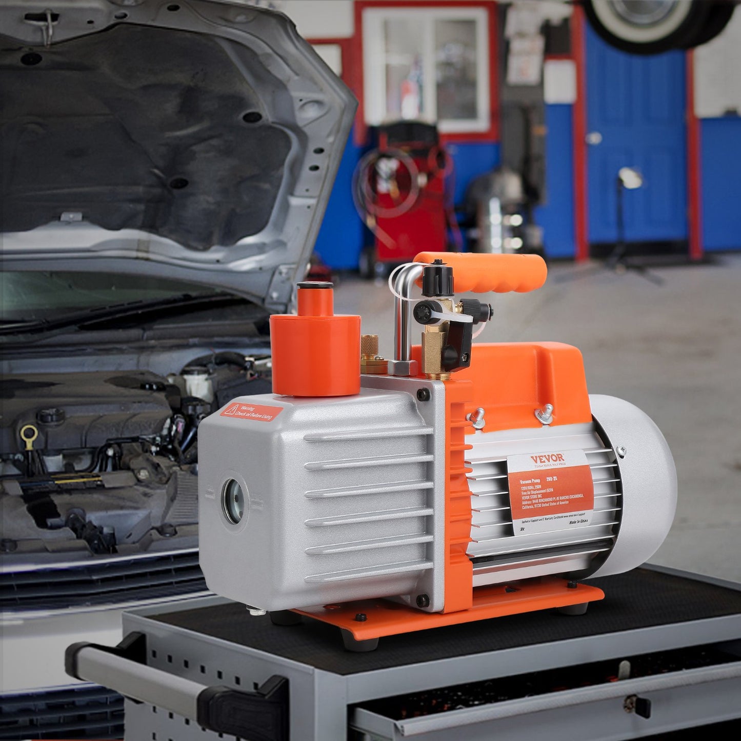 1/3 HP 2 Stage Rotary Vane Vacuum Pump, 5 CFM, 120V Air Conditioning Vacuum Pump, 1/4" SAE Male 3/8" SAE Male 1/2" ACME Male Inlet, for HVAC Repair, Refrigeration Maintenance, Resin Degassing