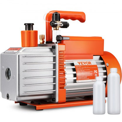 1/2 HP 2 Stage Rotary Vane Vacuum Pump, 5 CFM, 115V Air Conditioning Vacuum Pump, 1/4" SAE Male 3/8" SAE Male 1/2" ACME Male Inlet, for HVAC Repair, Refrigeration Maintenance, Resin Degassing