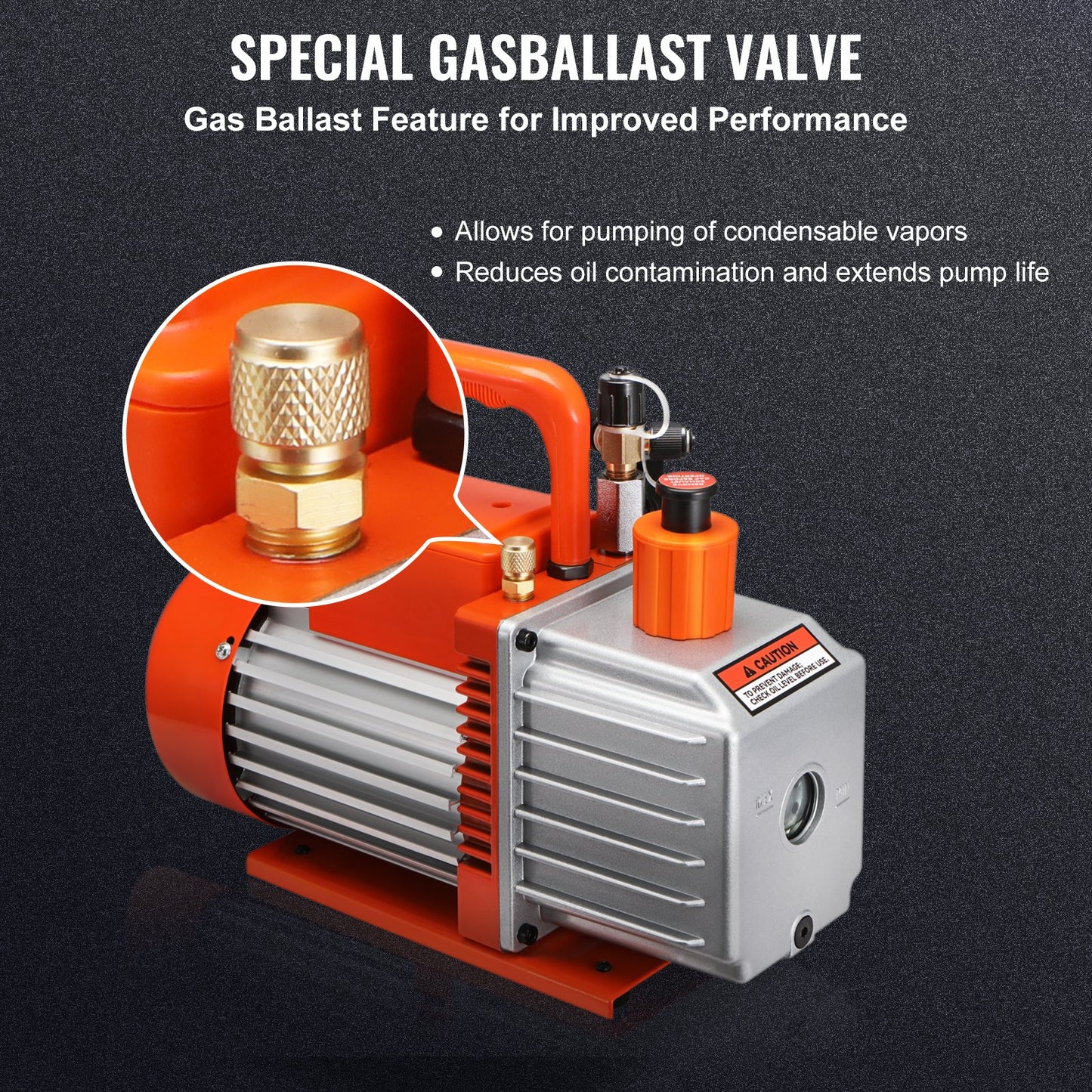 1/2 HP 2 Stage Rotary Vane Vacuum Pump, 5 CFM, 115V Air Conditioning Vacuum Pump, 1/4" SAE Male 3/8" SAE Male 1/2" ACME Male Inlet, for HVAC Repair, Refrigeration Maintenance, Resin Degassing