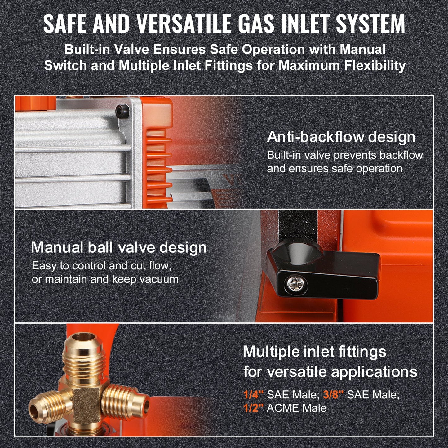 5 CFM Vakuumpump Luftkonditionering Vakuumpump 2-stegs roterande skovel HVAC