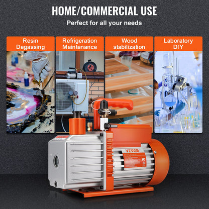 5 CFM Vakuumpump Luftkonditionering Vakuumpump 2-stegs roterande skovel HVAC