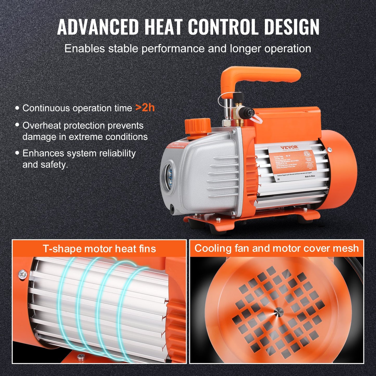 1/5 PS einstufige Vakuumpumpe, 3,5 CFM, 220–240 V AC-Vakuumpumpe für Klimaanlagen, 1/4 Zoll SAE-Stecker, 1/2 Zoll ACME-Stecker, für HVAC-Reparatur, Kältetechnik-Wartung, Harzentgasung