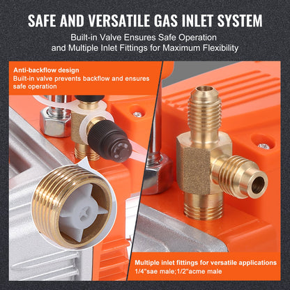 1/5 PS einstufige Vakuumpumpe, 3,5 CFM, 220–240 V AC-Vakuumpumpe für Klimaanlagen, 1/4 Zoll SAE-Stecker, 1/2 Zoll ACME-Stecker, für HVAC-Reparatur, Kältetechnik-Wartung, Harzentgasung