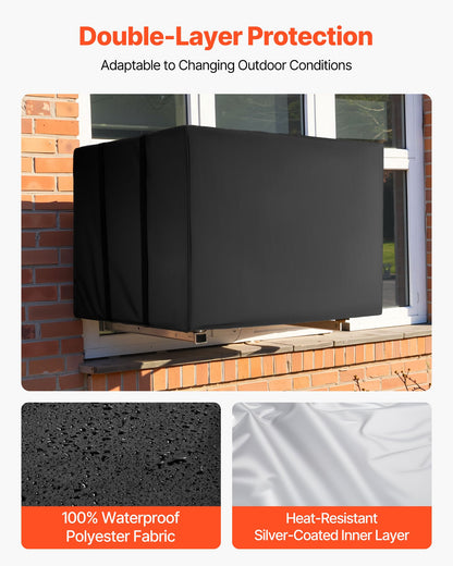 Air Conditioner Cover, 20.87 x 15.75 x 14.96 inch Ac Cover for Air Conditioning Unit, Double-Layer, Waterproof Polyester Fabric, Adjustable Shoulder Strap, Universal Size for Outdoor Outside