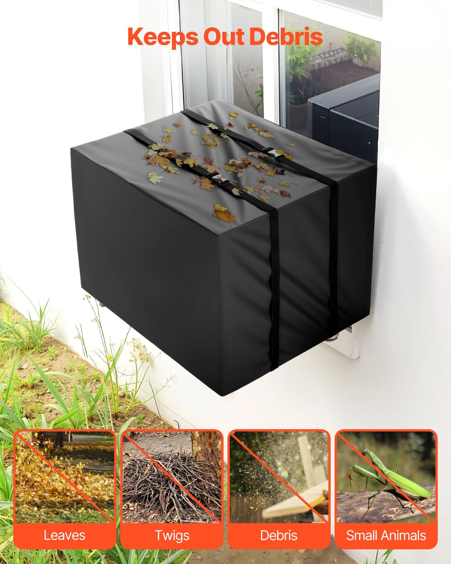Air Conditioner Cover, 20.87 x 15.75 x 14.96 inch Ac Cover for Air Conditioning Unit, Double-Layer, Waterproof Polyester Fabric, Adjustable Shoulder Strap, Universal Size for Outdoor Outside