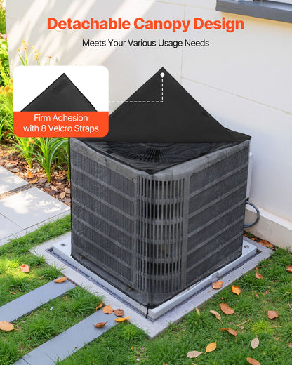 Air Conditioner Cover, 28 x 28 x 32 inch Ac Cover for Air Conditioning Unit, Dual-Layer, Detachable Canopy,Waterproof Polyester, Universal HVAC Protector for Outdoor Outside Ac Unit, Black