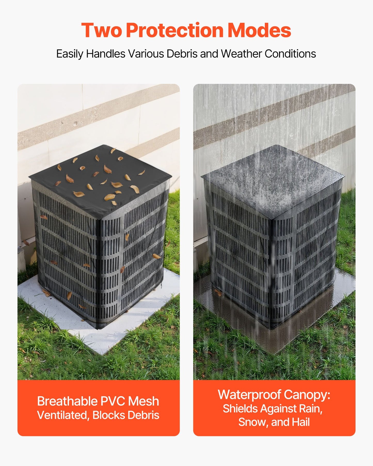 Air Conditioner Cover, 32 x 32 x 36 inch Ac Cover for Air Conditioning Unit, Dual-Layer, Detachable Canopy,Waterproof Polyester, Universal HVAC Protector for Outdoor Outside Ac Unit, Black