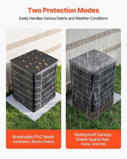 Air Conditioner Cover, 32 x 32 x 36 inch Ac Cover for Air Conditioning Unit, Dual-Layer, Detachable Canopy,Waterproof Polyester, Universal HVAC Protector for Outdoor Outside Ac Unit, Black