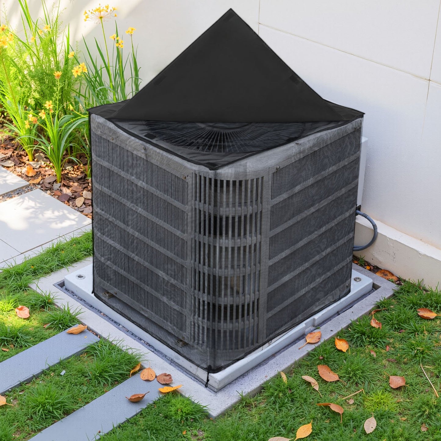 Air Conditioner Cover, 32 x 32 x 36 inch Ac Cover for Air Conditioning Unit, Dual-Layer, Detachable Canopy,Waterproof Polyester, Universal HVAC Protector for Outdoor Outside Ac Unit, Black