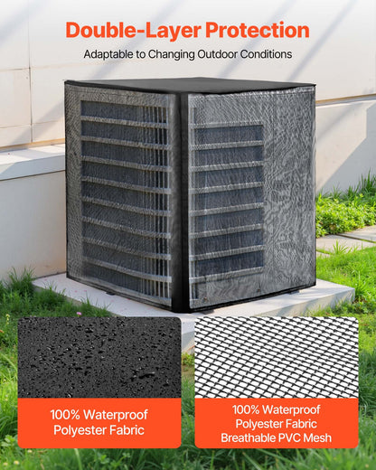 Air Conditioner Cover, 36 x 36 x 40 inch Ac Cover for Air Conditioning Unit, Dual-Layer, Detachable Canopy,Waterproof Polyester, Universal HVAC Protector for Outdoor Outside Ac Unit, Black