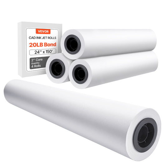 Wide Format Paper Plotter Paper 4 Rolls 24 Inch x 150 Feet CAD Bond Rolls